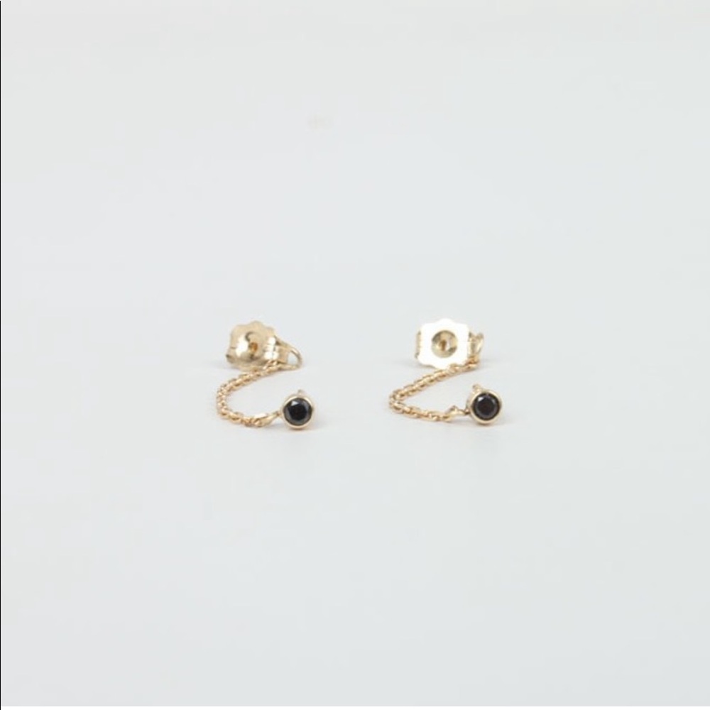 Catbird 2mm Chained to My Heart Black Diamond Earrings